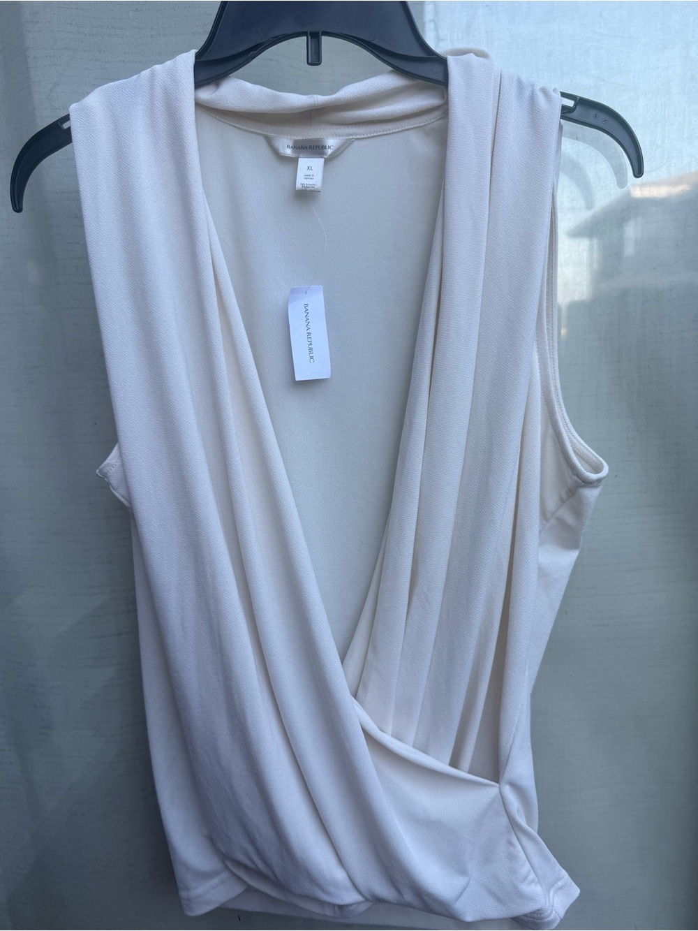 Banana republic Sleeveless Surplice Wrap Top in Cream